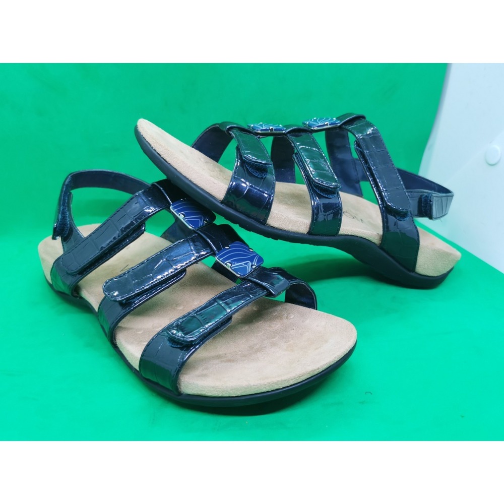 Vionic Orthoheel Navy Blue Patent Slingback Strappy Sandals Women's Size 6